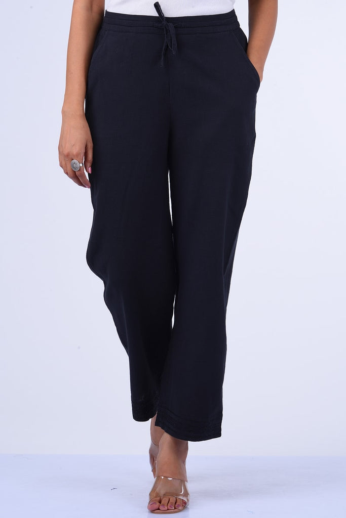 Dharan 'Black Sequins Pant' Handloom Textured Pants