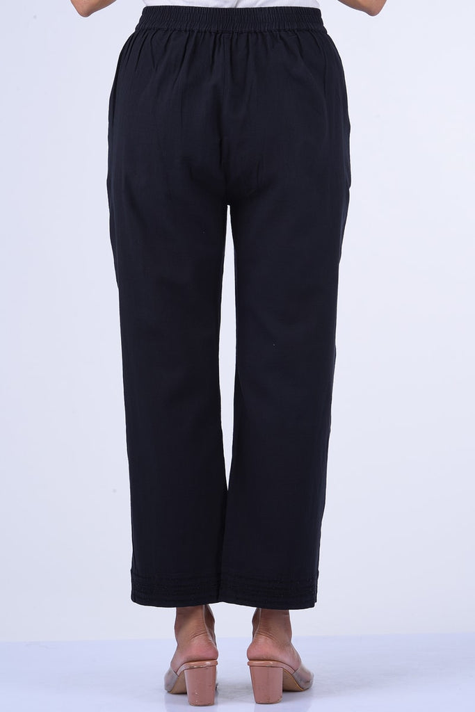 Dharan 'Black Sequins Pant' Handloom Textured Pants