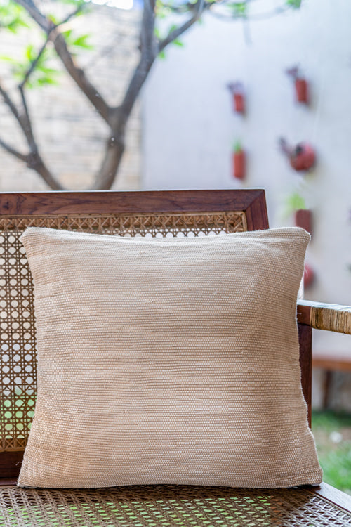 Saral Hand-Woven Cushion Cover (Single Pc)-Beige