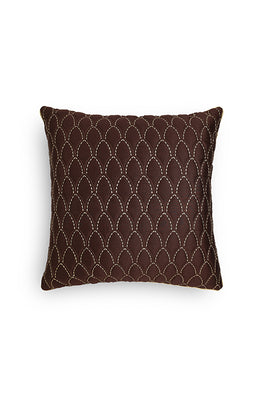 Darwaja Quilted Cushion Cover-Chocolate