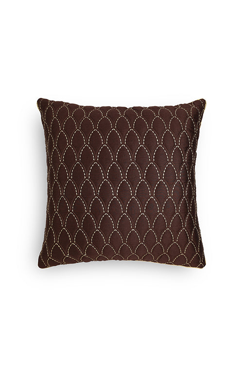 Onset Homes Darwaja Quilted Cushion Cover-Chocolate