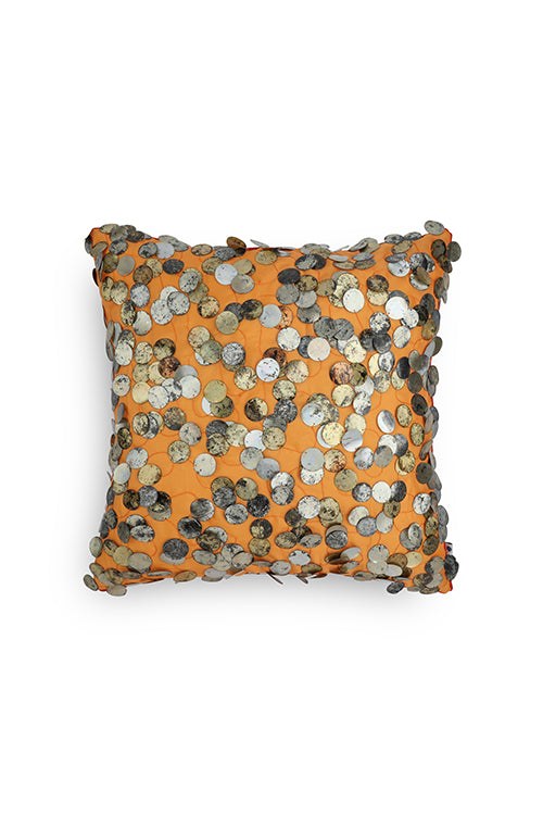 Onset Homes Tara Hand Embroidered Cushion-Orange