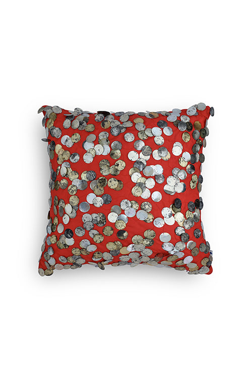Onset Homes Tara Hand Embroidered Cushion-Ravishing Red