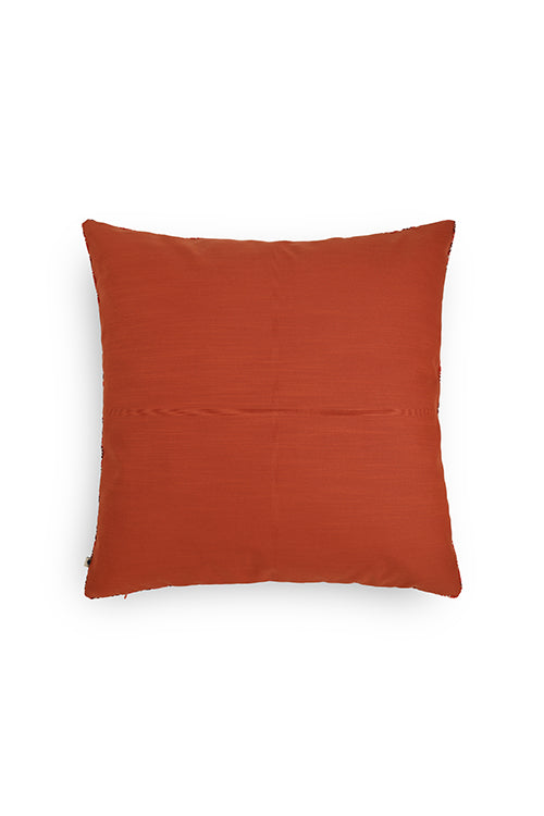 Onset Homes Nagari Hand Embroidered Cushion-Rust