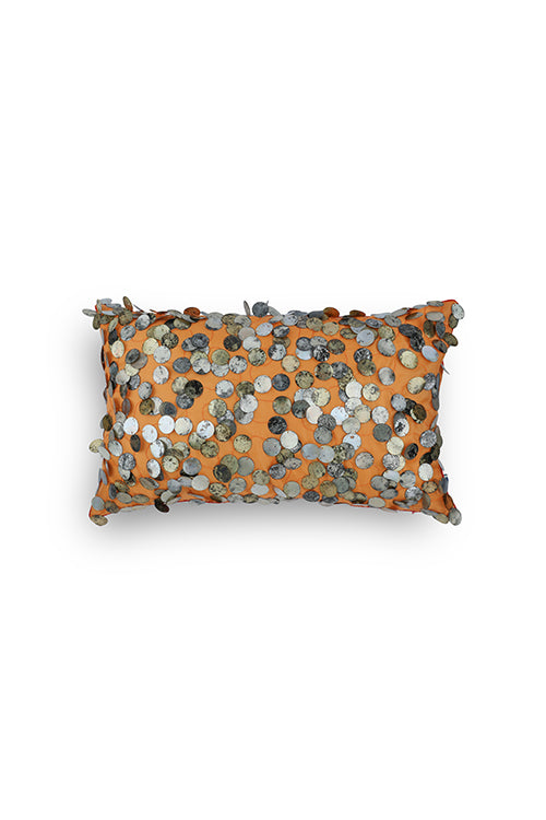 Onset Homes Tara Hand Embroidered Cushion-Orange