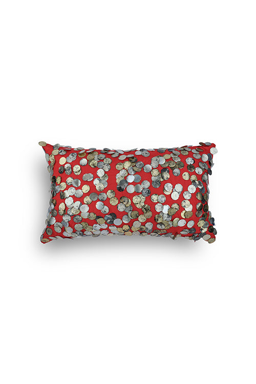 Onset Homes Tara Hand Embroidered Cushion-Ravishing Red