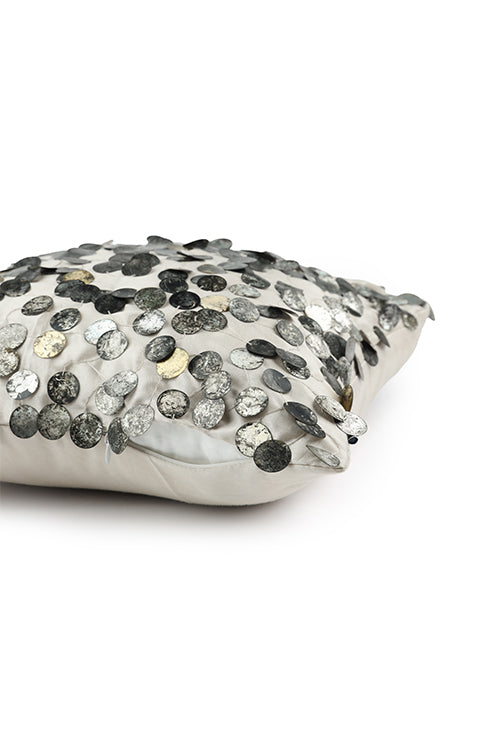 Tara Hand Embroidered Cushion-Silver