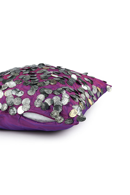 Onset Homes Tara Hand Embroidered Cushion-Imperial Purple