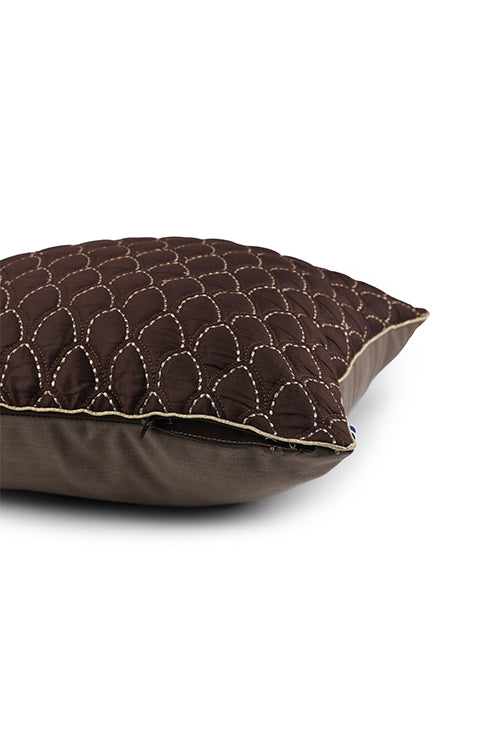 Onset Homes Darwaja Quilted Cushion Cover-Chocolate