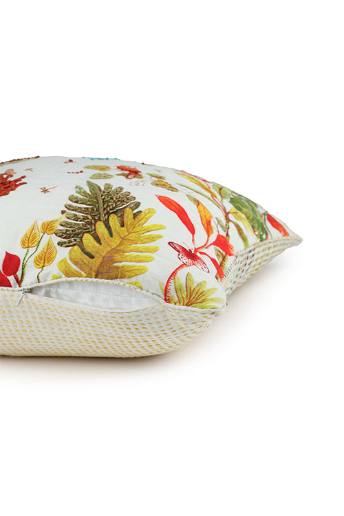 Onset Homes Bagicha Hand Embroidered Cushion-Rust