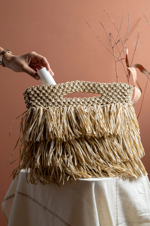 One 'O' Eight Knots Luna Raffia Bag