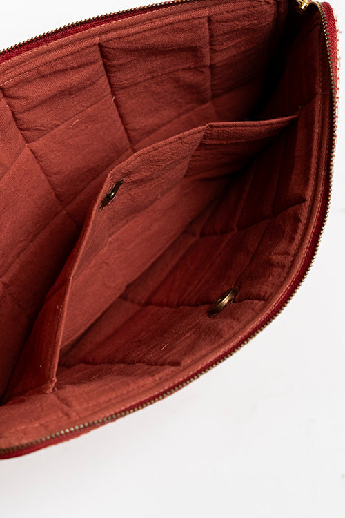 One 'O' Eight Knots Rekha Hand-Woven Laptop Bag - Brick Red