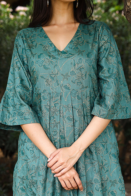 Dharan Twinkle Green Block Printed Floral Kurta For Women Online