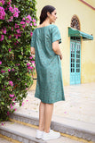 Dharan "Dema Dress" Green Block Printed Dress