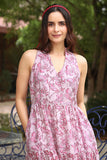 Dharan "Gulmohar Dress" Blush Pink Block Printed Dress