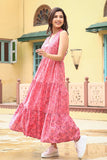 Dharan "Gulmohar Dress" Fuchsia Block Printed Dress