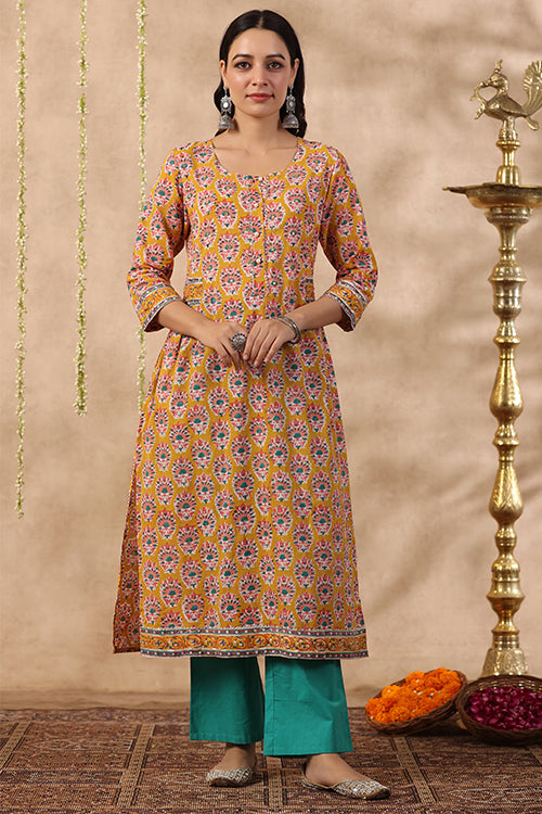 Shuddhi Yeallow And Blue 2 Piece Set