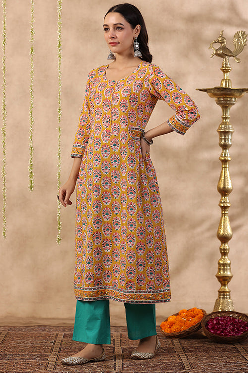 Shuddhi Yeallow And Blue 2 Piece Set