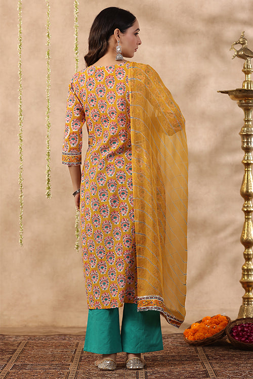 Shuddhi Yeallow And Blue 2 Piece Set