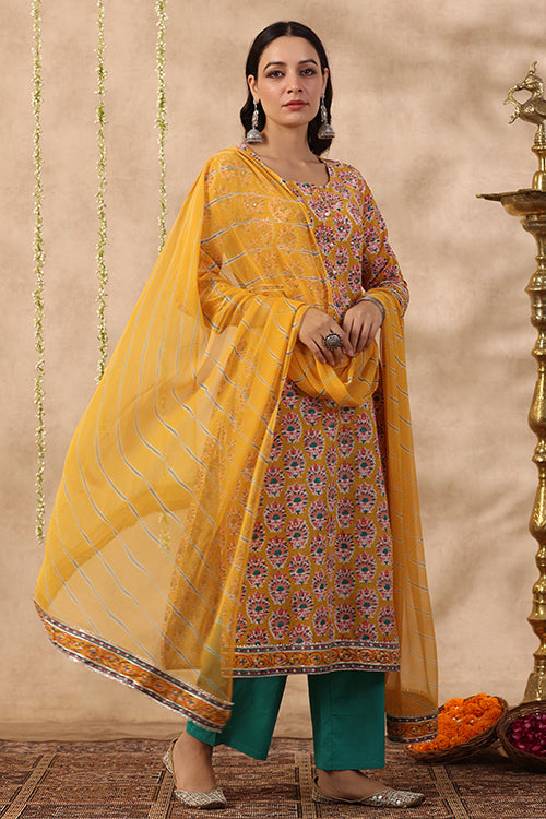 Shuddhi Yeallow And Blue 2 Piece Set