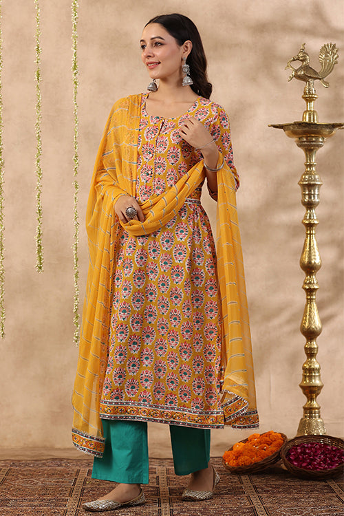Shuddhi Yeallow And Blue 2 Piece Set