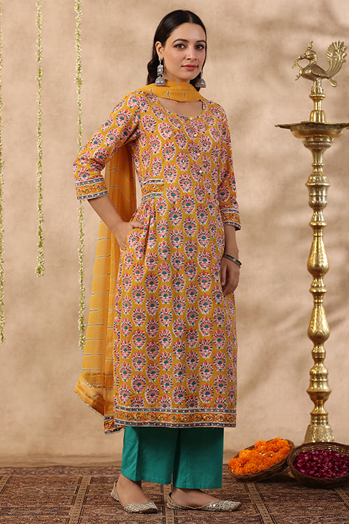 Shuddhi Yeallow And Blue 2 Piece Set