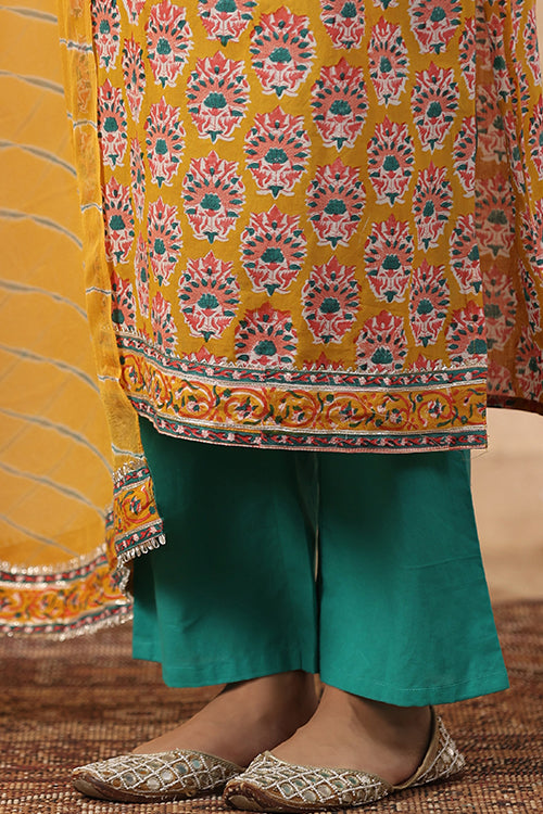Shuddhi Yeallow And Blue 2 Piece Set