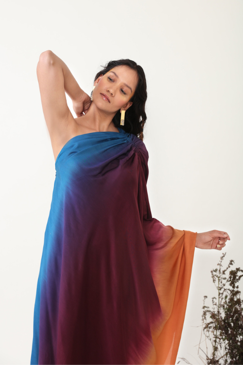 Chambray & Co.'S Ilana One Shoulder Multi Color Ombre Dress