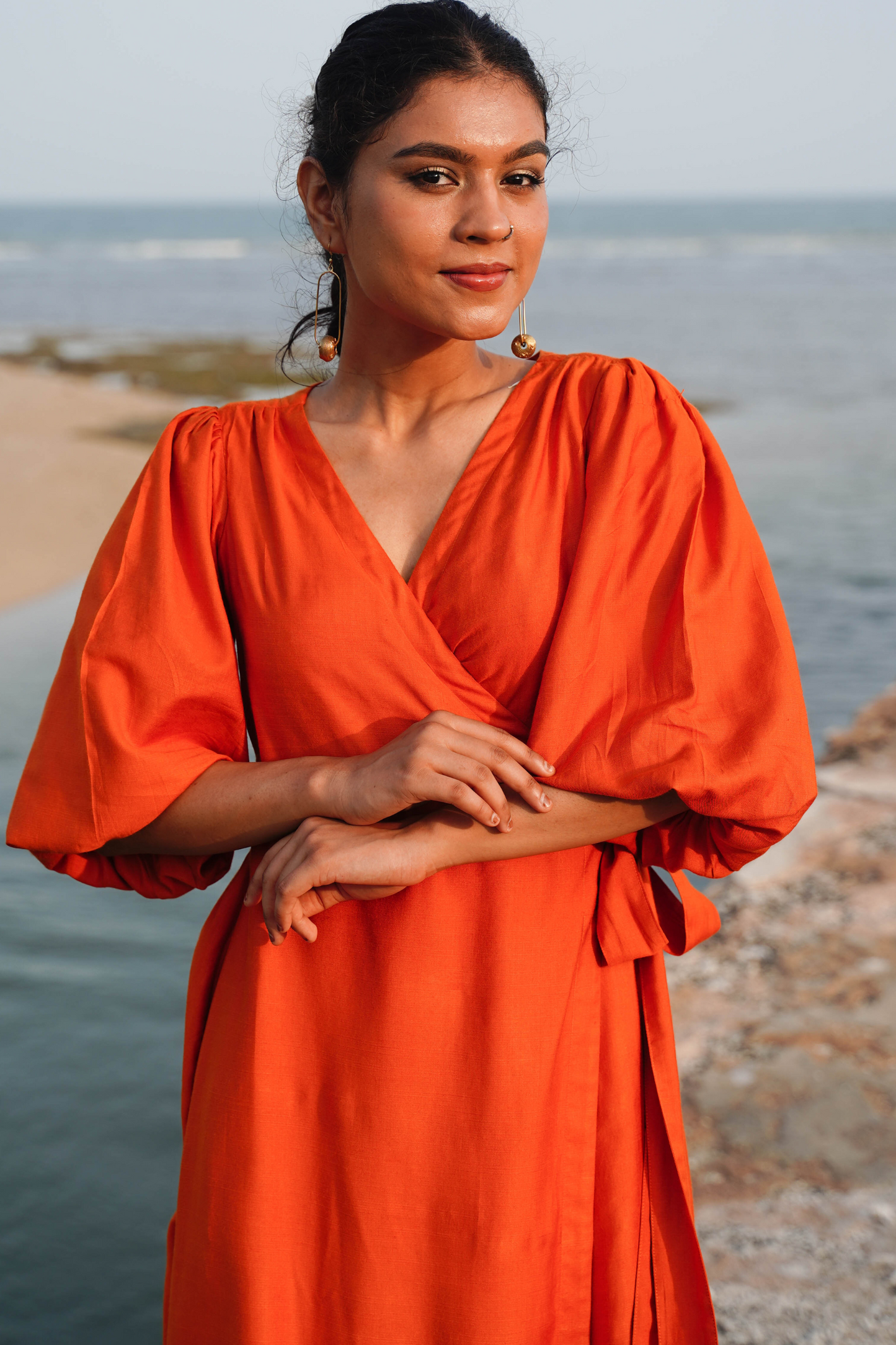 Okhai "Saffron Echo" Silk Blend Wrap Dress| Rescue