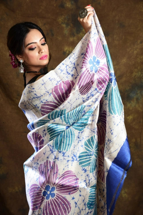 GC 'Pancy' Handwoven Hand Batik Pure Silk with SilkMark Saree