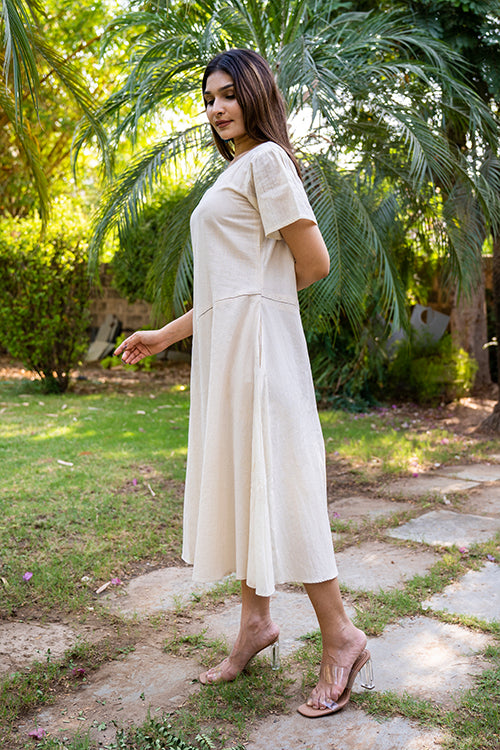 Moralfibre  Kora Dress With Translusant Muslin Sleeves & Side Kali