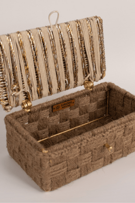 Sirohi Axis Gift Box | White, Gold And Jute