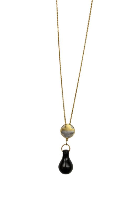 Kabbish'S Mehrab Flower Dangler Pendent, Black Pottery