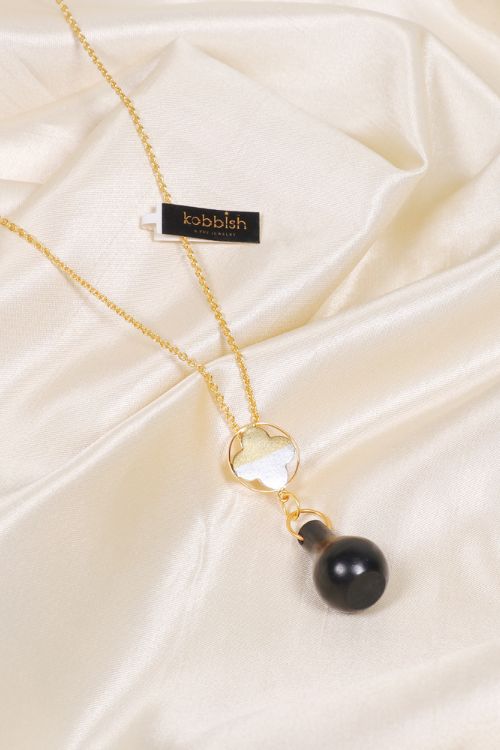 Kabbish'S Mehrab Flower Dangler Pendent, Black Pottery