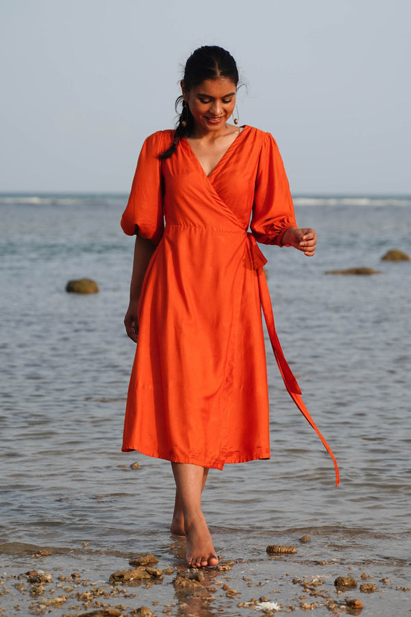 Okhai "Saffron Echo" Silk Blend Wrap Dress| Rescue