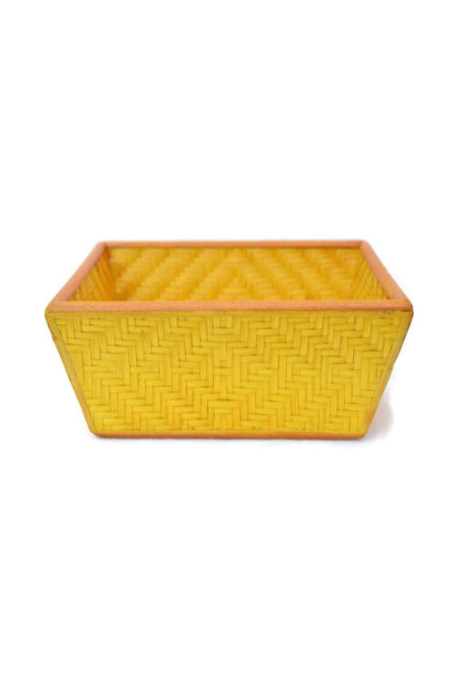 Kadam Haat Handmade Bamboo Fruit Basket – Medium (Yellow)