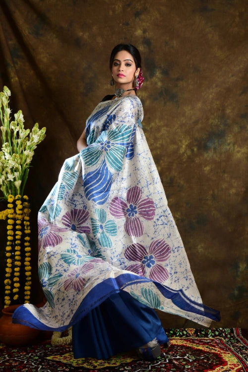 GC 'Pancy' Handwoven Hand Batik Pure Silk with SilkMark Saree