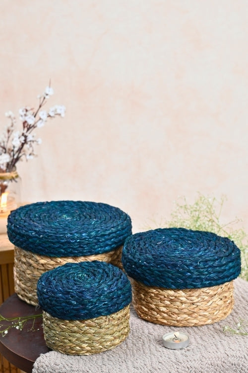 Kadam Haat Handmade Sabai Gift Box- Indigo | Set of 3