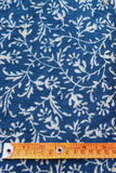 Moralfibre 100% Natural Indigo Handblock Flower Creeper Printed Fabric (0.50 mtr )