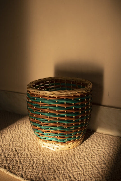 Kadam Haat Wicker Table Planter - Multicolour