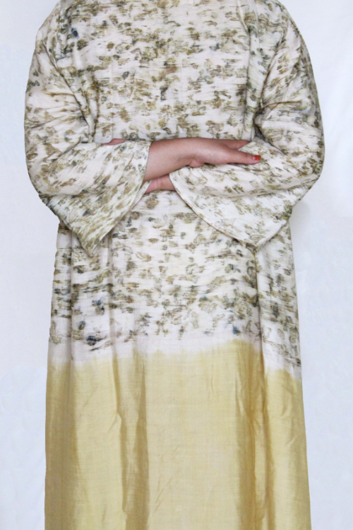 Bageeya “Mogra Sundri ” Natural Dyed Handcrafted Tussar Cotton Button Down Dress