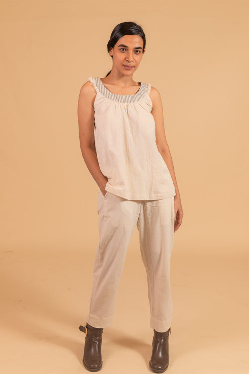 Moralfibre Sleevless Circurlar Top From " Shapes Collection - Ecru