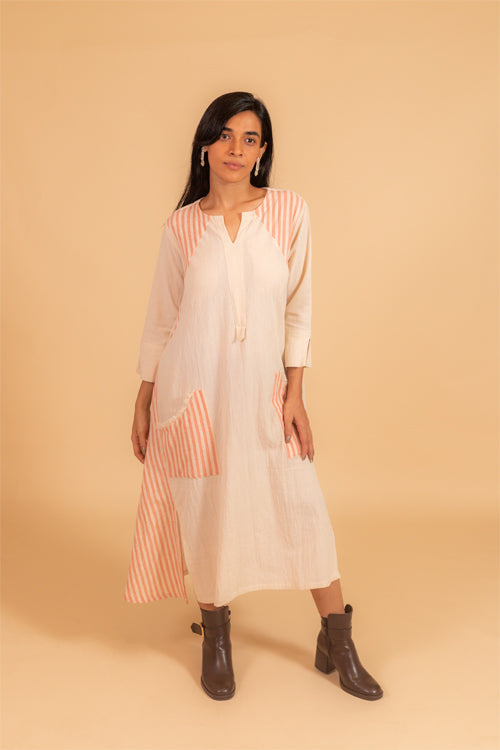 Moralfibre Side Kali Dress In Stripes And Kora Fabric From "Shapes Collection "