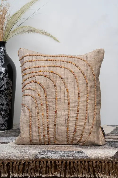 Craftroots Silk Handmade Chording Cushion Cover