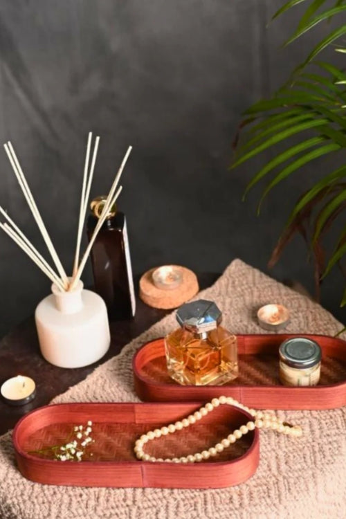 Kadam HaatHandmade Bamboo Bedside Tray - (Set of 2) - Brown