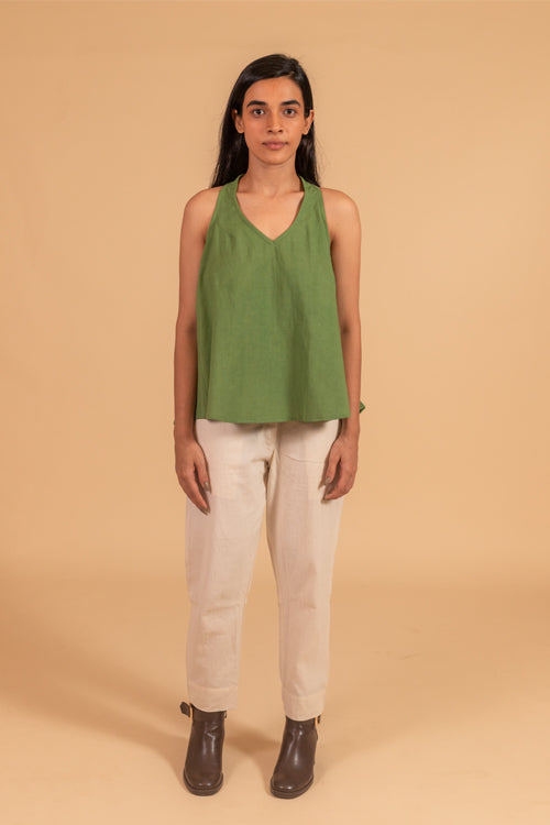 Moralfibre V Neck Incut Sleeves Top With Elasticated Side Panel From "Shapes Collection "