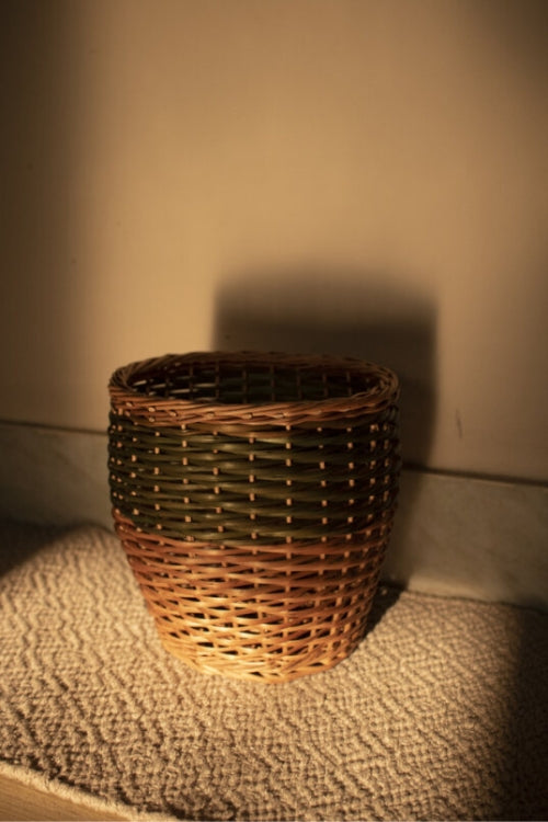 Kadam Haat Wicker Table Planter - Green