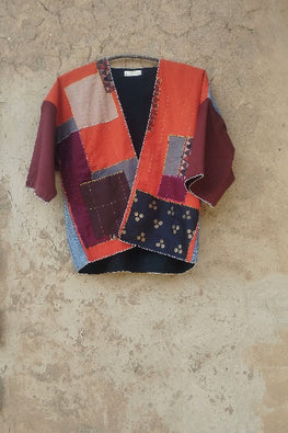 Patch Over Patch Rust Orange Tribal Jacket