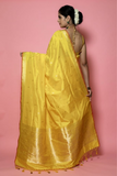 Yellow  Handloom Banarasi Pure Katan Silk Kadwa Booti Saree