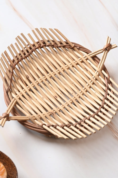 Kadam Haat Handmade Wicker Small Tray - White